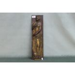 A fine French 19th century bronze panel with maiden in relief having gilt highlights, signed F.