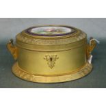 A superb quality French 19th century ormolu jewel casket having hand painted Sevres panel and