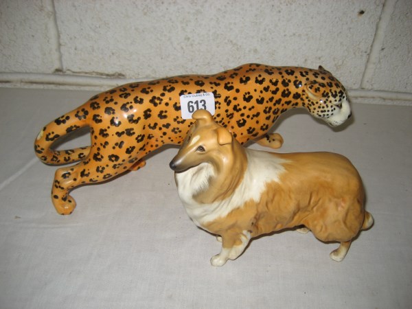 Beswick model of Cheetah together with Beswick Dog (both A/F) (2)