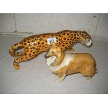 Beswick model of Cheetah together with Beswick Dog (both A/F) (2)