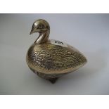 White metal (probably Egyptian silver) model of duck, top half lifting (approx. 8.6 oz)