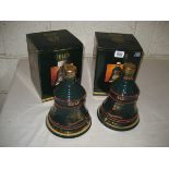 Bells 1994 Christmas Decanter with contents and box together with another for Christmas 1992 (both