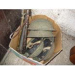 Collection of 4 World War II army hats etc. (contents of 1 box)