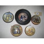 Collection of 5 19th Century Pratware lids