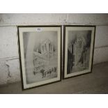 Set of Late 20th Century Humorous Prints depicting York Scenes in Hogarth frames (4)