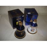 Two boxed Bells full whisky decanters, Golden Wedding Queen and Duke of Edinburgh, Prince of Wales