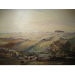 R.L. Shaw Oil on Board of North Yorkshire Farming Landscape 55 cm x 40 cm