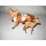 Beswick Fox figure together with Baby Deer (2)