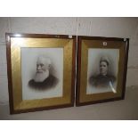19th Century photographic portrait in oak frame together with another (2)