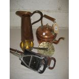 Late 19th Century/Early 20th Century copper kettle, 2 hunting sticks etc. (6)