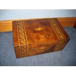 A late 19th century Tunbridge ware walnut work / writing box 35cm wide.