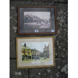 A framed print of Market Place Pocklington together with another (2)