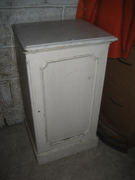 A marble top pedestal top cabinet 79 cm high