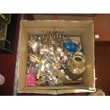 A collection of silver plate flatware etc (the contents of 1 box)