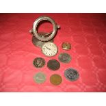 A silver dressing table clock (A/F) etc (the contents of 1 bag)