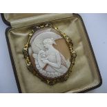 Yellow Metal 19th Century Cameo Brooch (AF)