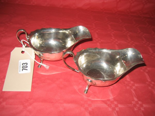 A pair of silver sauce boats Sheffield 1965