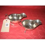 A pair of silver sauce boats Sheffield 1965