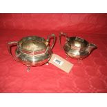 A silver sugar bowl together with a milk jug Birmingham