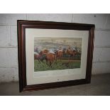 A framed print depicting Buckingham’s Racecourse 55 cm x 36 cm