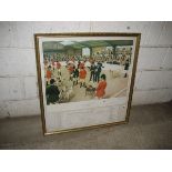 Terence Cuneo signed print depicting the Peterborough Rural Fox Hound Show Society Centenary 77 cm x