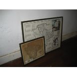 Map of Devonshire by John Carry Engraver dated 1793 in Hogarth frame 28 cm by 23 cm together with