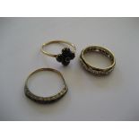 9 Carat Gold Red Stone Ring together with 2 dress rings (3)