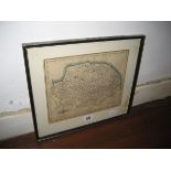 Map of Norfolk by John Carry dated 1st January 1793 in Hogarth frame 26 cm by 21 cm