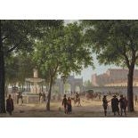 GIUSEPPE CANELLA (VERONE 1788-1847 FLORENCE)
 Le paseo del Prado, avec la fontaine de Cybèle