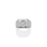 BAGUE SOLITAIRE DIAMANT
Ornée d'un diamant demi-taille en serti clos, monture en platine, poids