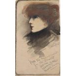 Martha Beel (Ecole du XXè siècle)
Portrait de Sarah Bernhardt
monogrammé, daté et dédicacé 'M.B.