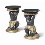 A PAIR OF ITALIAN PARCEL-GILT, POLYCHROME-PAINTED AND EBONISED BLACKAMOOR STANDS
LATE 19TH/EARLY