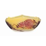 A GALLE CAMEO GLASS BOWL
CIRCA 1910
With pulled rim, overlaid and acid-etched with roses and leaves,