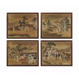 A GROUP OF FOUR CHINESE PAINTINGS
LATE 19TH CENTURY
Ink and colour on paper, depicting two scenes of