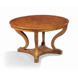 AN ITALIAN BIRD'S-EYEMAPLE AND ROSEWOOD MARQUETRY EXTENDING DINING-TABLE
ATTRIBUTED TO CHALON AND