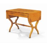 AN ITALIAN BIRD'S-EYE MAPLE AND ROSEWOOD MARQUETRY SOFA TABLE
ATTRIBUTED TO CHALON AND ESTIENNE,