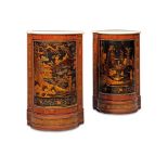 A PAIR OF LOUIS XVI ORMOLU-MOUNTED TULIPWOOD, SATINE, AMARANTH, OLIVEWOOD AND BLACK AND GILT