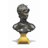 A FRENCH BRONZE BUST OF 'DIANA'
CAST AFTER MATHURIN MOREAU (1822-1922), CAST BY HOUDIN, LATE 19TH