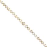 A cultured pearl and enamel longchain, by Bulgari
The single of row of cultured pearls, measuring