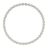 A diamond-set necklace, by Tiffany & Co.
Of fancy-link design, pavé-set with brilliant-cut diamonds,