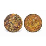 TWO TORTOISESHELL CIRCULAR PLAYING CARDS (GANJIFAS)   INDIA, CIRCA 18TH CENTURY