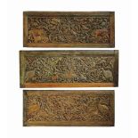 THREE RARE FIGURAL CARVED PANELS   SOUTH INDIA OR DUTCH EAST INDIES, 18TH CENTURY