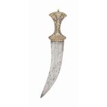 A GOLD-DAMASCENED STEEL HILT DAGGER   MUGHAL INDIA, 18TH CENTURY