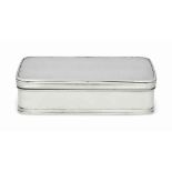 A LARGE GEORGE IV SILVER TABLE SNUFF BOX
MARK OF C.K IN AN OBLONG PUNCH, PROBABLY FOR CHARLES KAY,