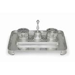 A BRITANNIA STANDARD SILVER REPRODUCTION OF A GEORGE I INKSTAND
MARK OF L.A. CRICHTON, LONDON,