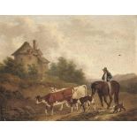 Charles Towne (Wigan 1763-1840 London)
Landscape of a drover on a horse with cattle
signed ''Chas.