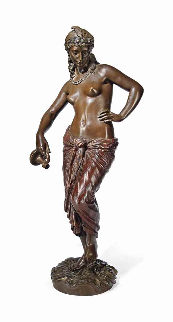 A FRENCH COLD PAINTED BRONZE FIGURE OF AN ORIENTALIST BATHER
CAST AFTER A MODEL BY BARON CHARLES-