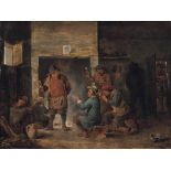 Follower of David Teniers II
Peasants in a tavern smoking and drinking
signed with initial 'T' (