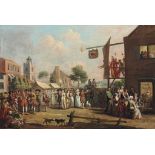 Attributed to John Laguerre (1688-1748 London)
A fair, with a crowd gathered in a square by the