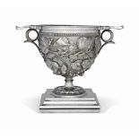 A VICTORIAN SILVER-PLATED ELECTROTYPE COPY OF AN ANCIENT ROMAN CUP, SKYPHOS
MARK OF ELKINGTON, MASON